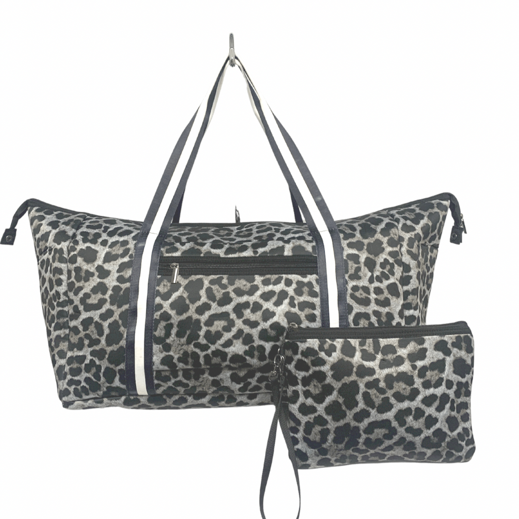 NP-4500-O Leopard Black White Stripe Neoprene Tote Bag