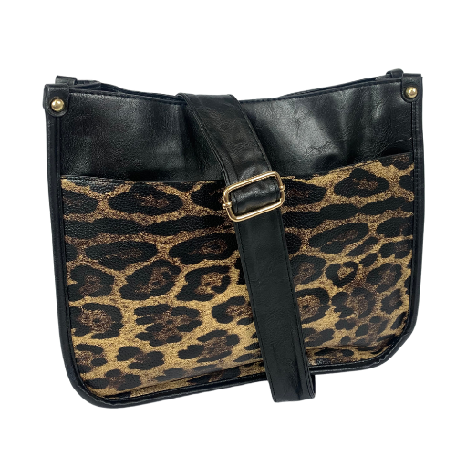 LP-7282 Crossbody Leopard Purse-Black