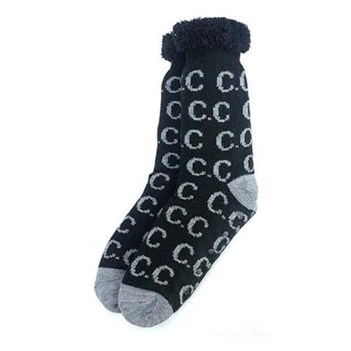 SL-24 C.C Sherpa Socks Logo Blk/Gry