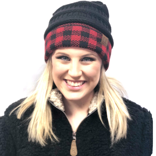 HAT-17 BUFFALO PLAID BLACK RED/BLACK