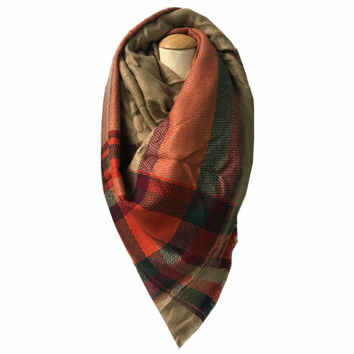 BLANKET SCARF 35 ORANGE/TAN