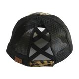 BT-780 C.C Criss Cross Pony Cap LEOPARD/BLACK