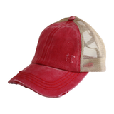 BT-780 C.C Criss Cross Pony Cap RED/BEIGE