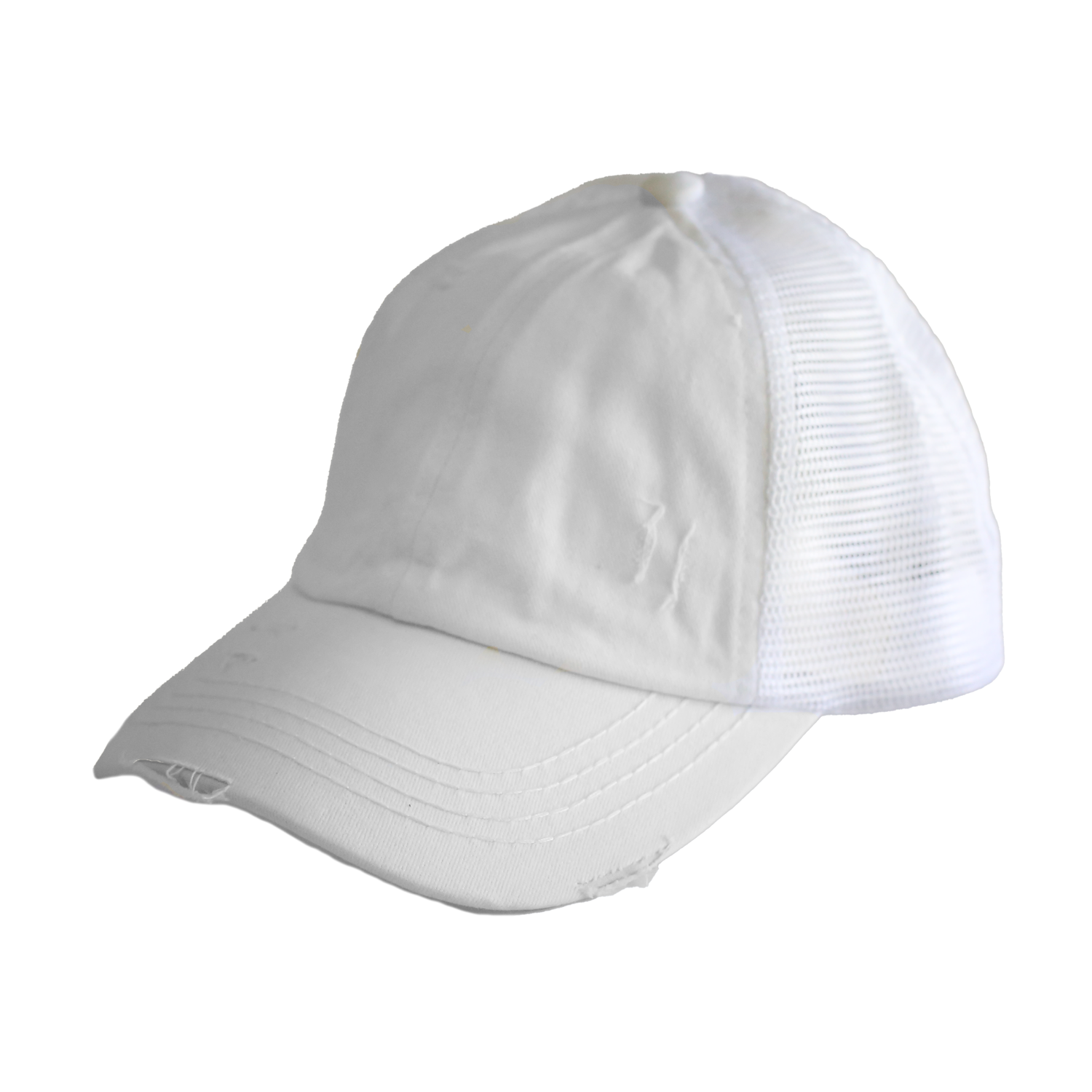 BT-780 C.C Criss Cross Pony Cap WHITE/WHITE