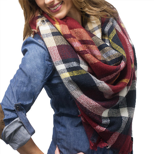 BLANKET SCARF 4 RED OR WINE