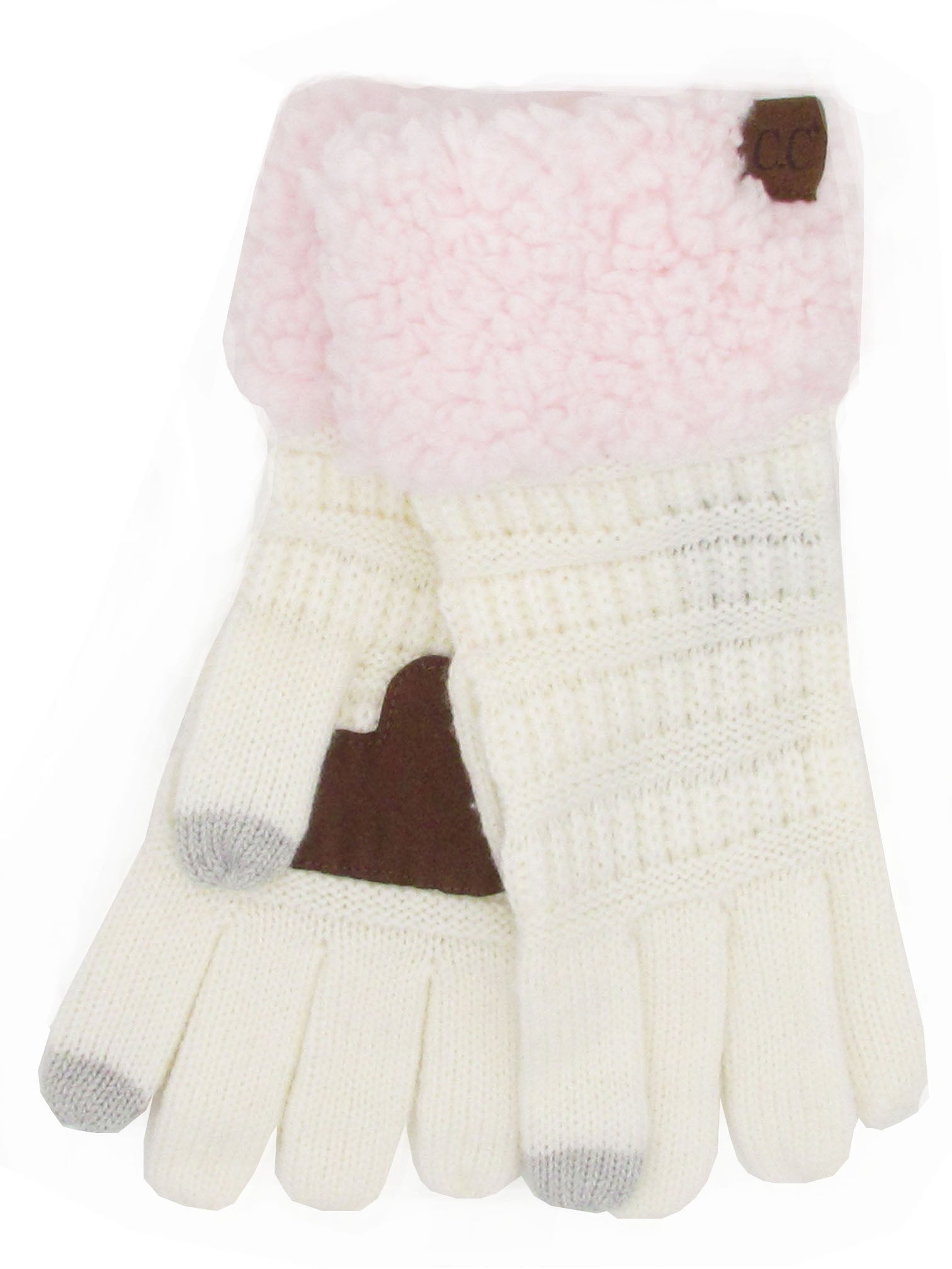 G-88 Sherpa Gloves Ivory/Light Pink