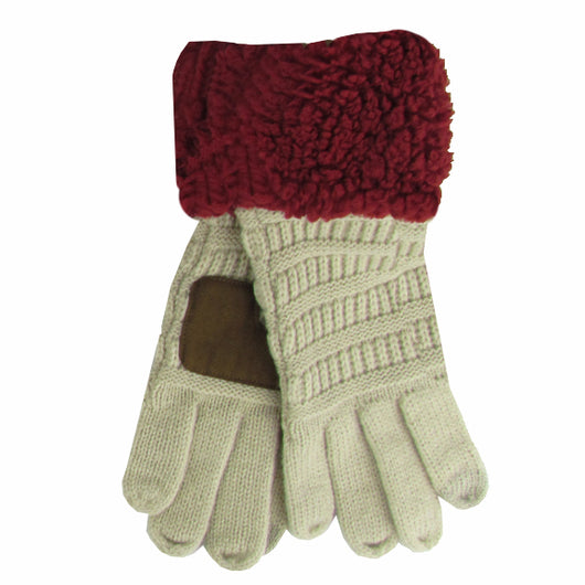 G-88 Sherpa Gloves Beige/Burgundy