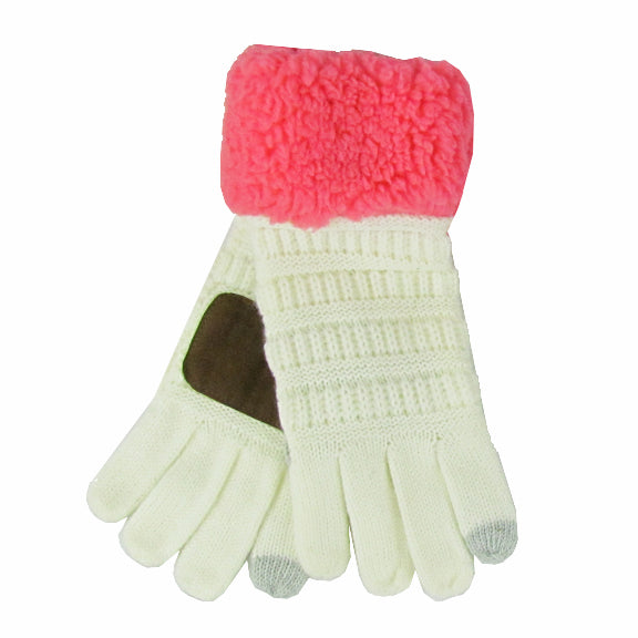 G-88 Sherpa Gloves Ivory/Coral
