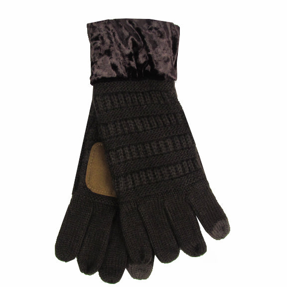 G-89 C.C Brown Gloves with Crushed Velvet cuff