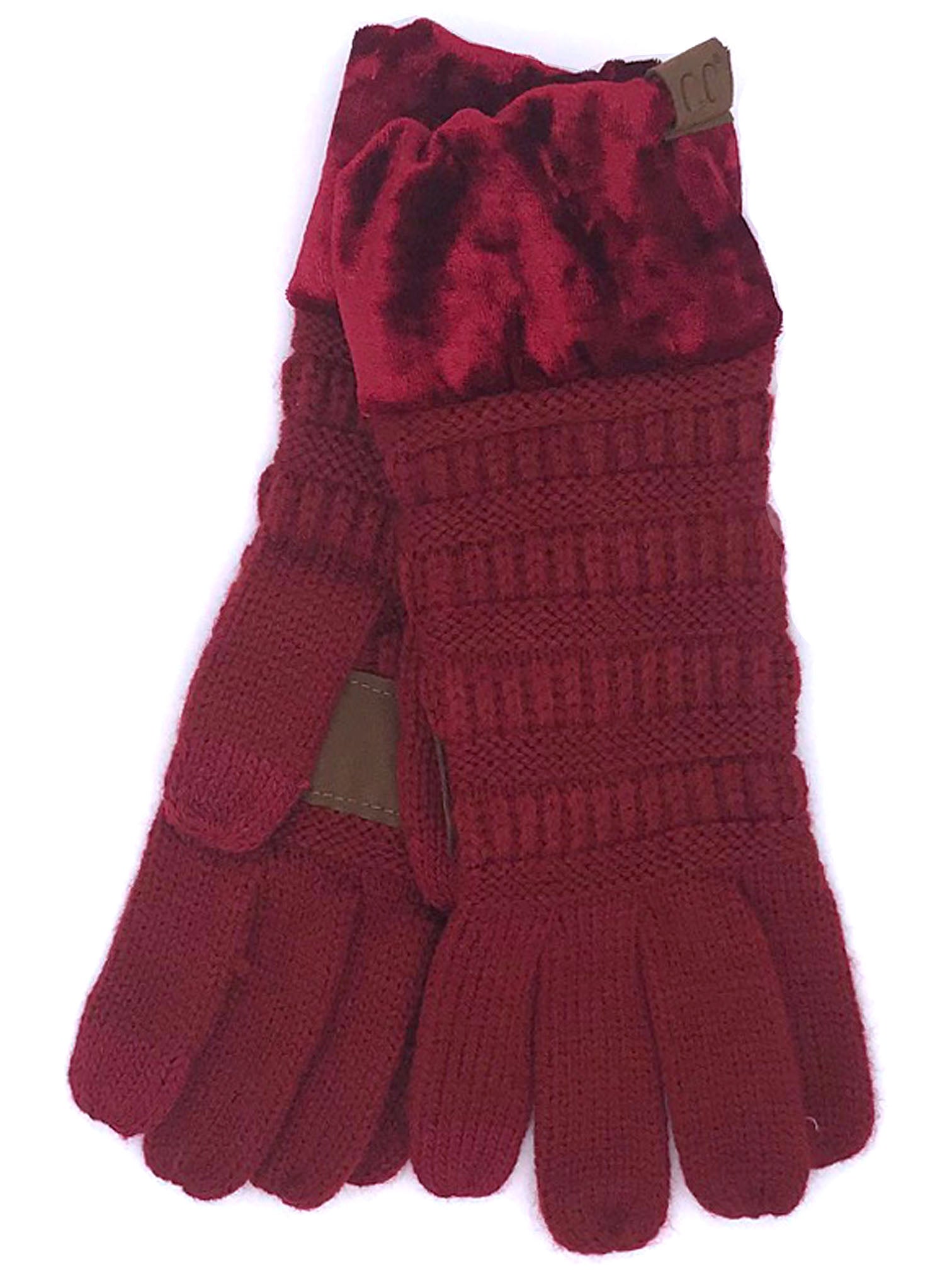 G-89 C.C Burgundy Gloves with Crushed Velvet cuff