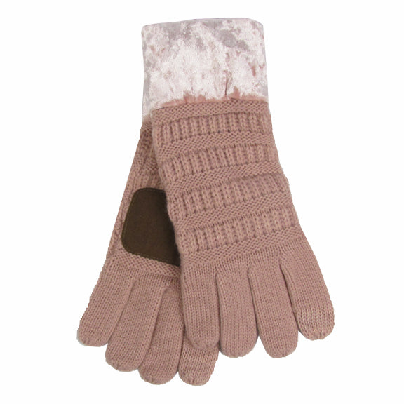 G-89 C.C Indi Pink Gloves with Crushed Velvet cuff