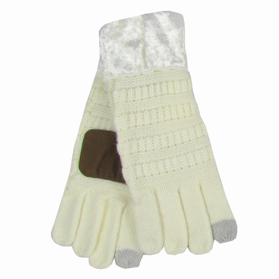 G-89 C.C Ivory Gloves with Crushed Velvet cuff