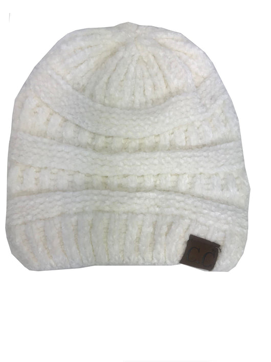 Hat-30 IVORY VELOUR BEANIE