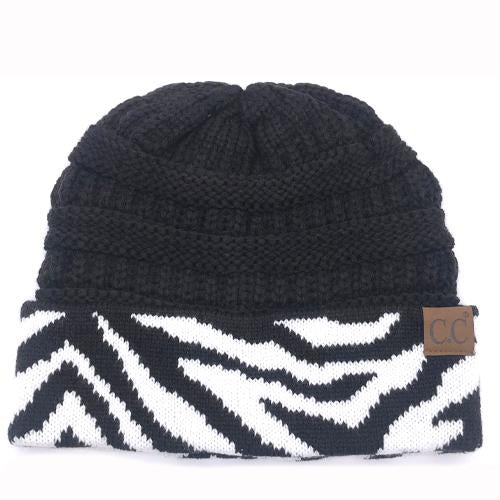 HAT-75 Black Zebra Print