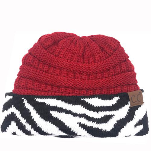 HAT-75 Red Zebra Print