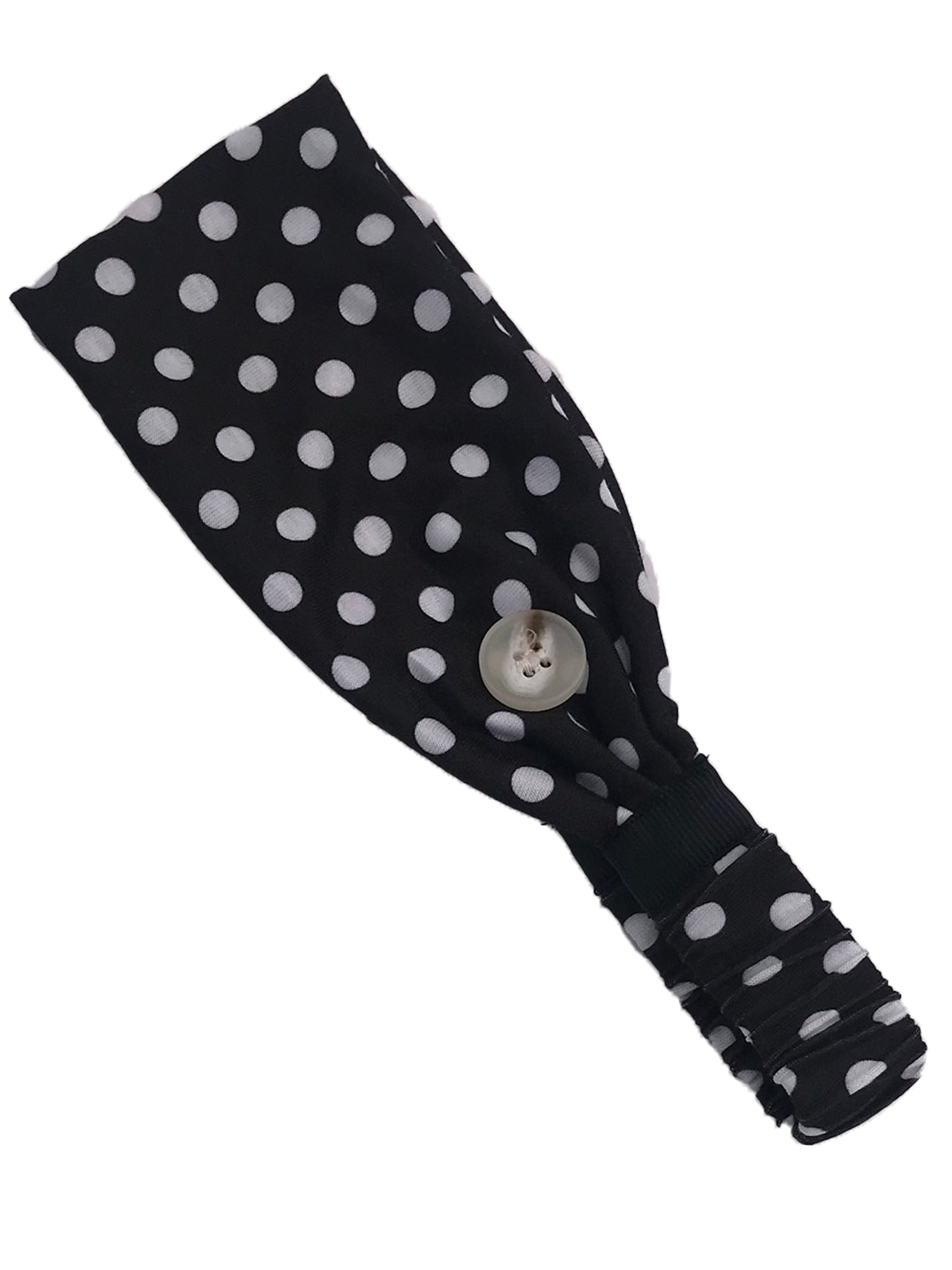 HB-2020 Adult Headband Black White Dot