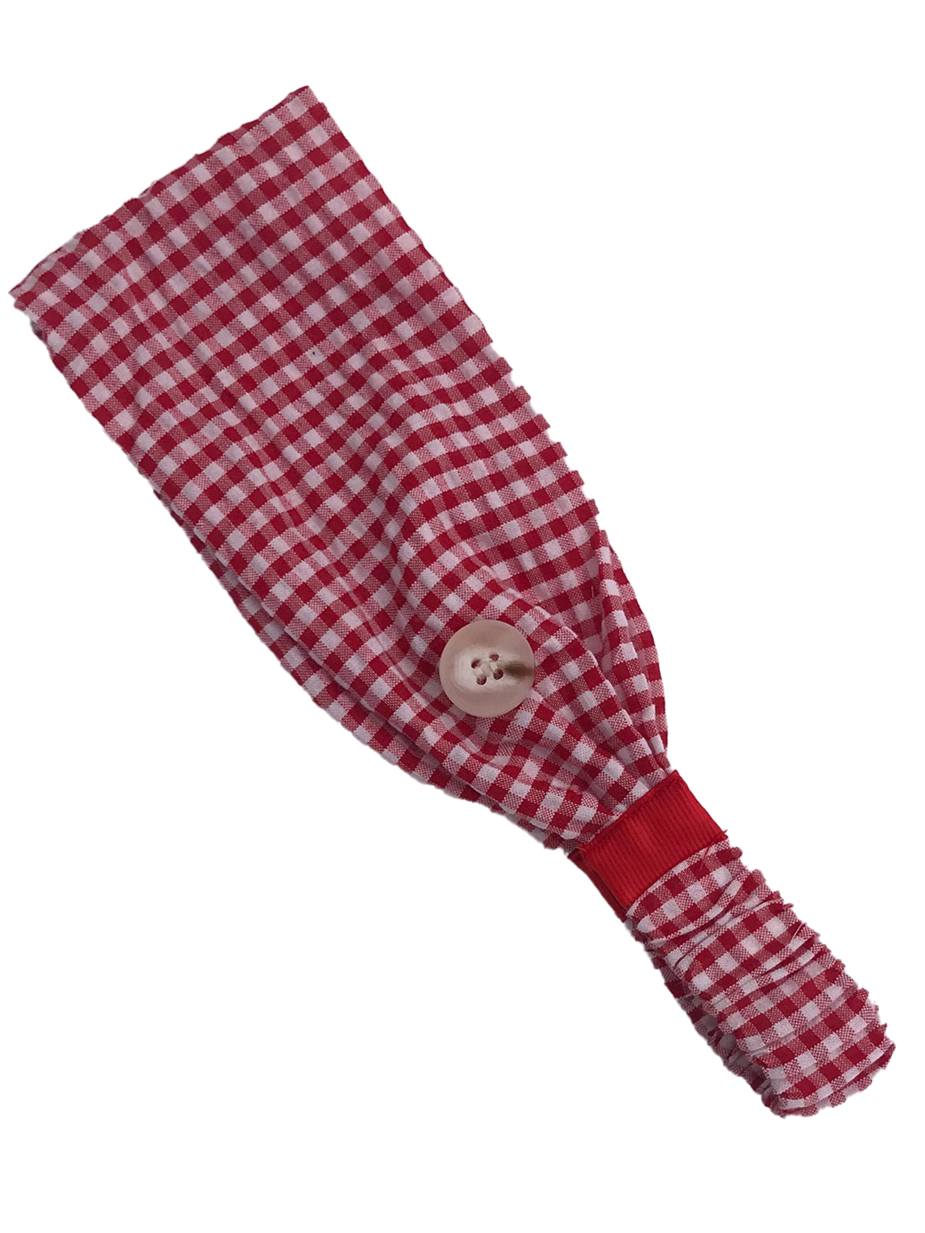 HB-2020 Adult Headband Gingham Red