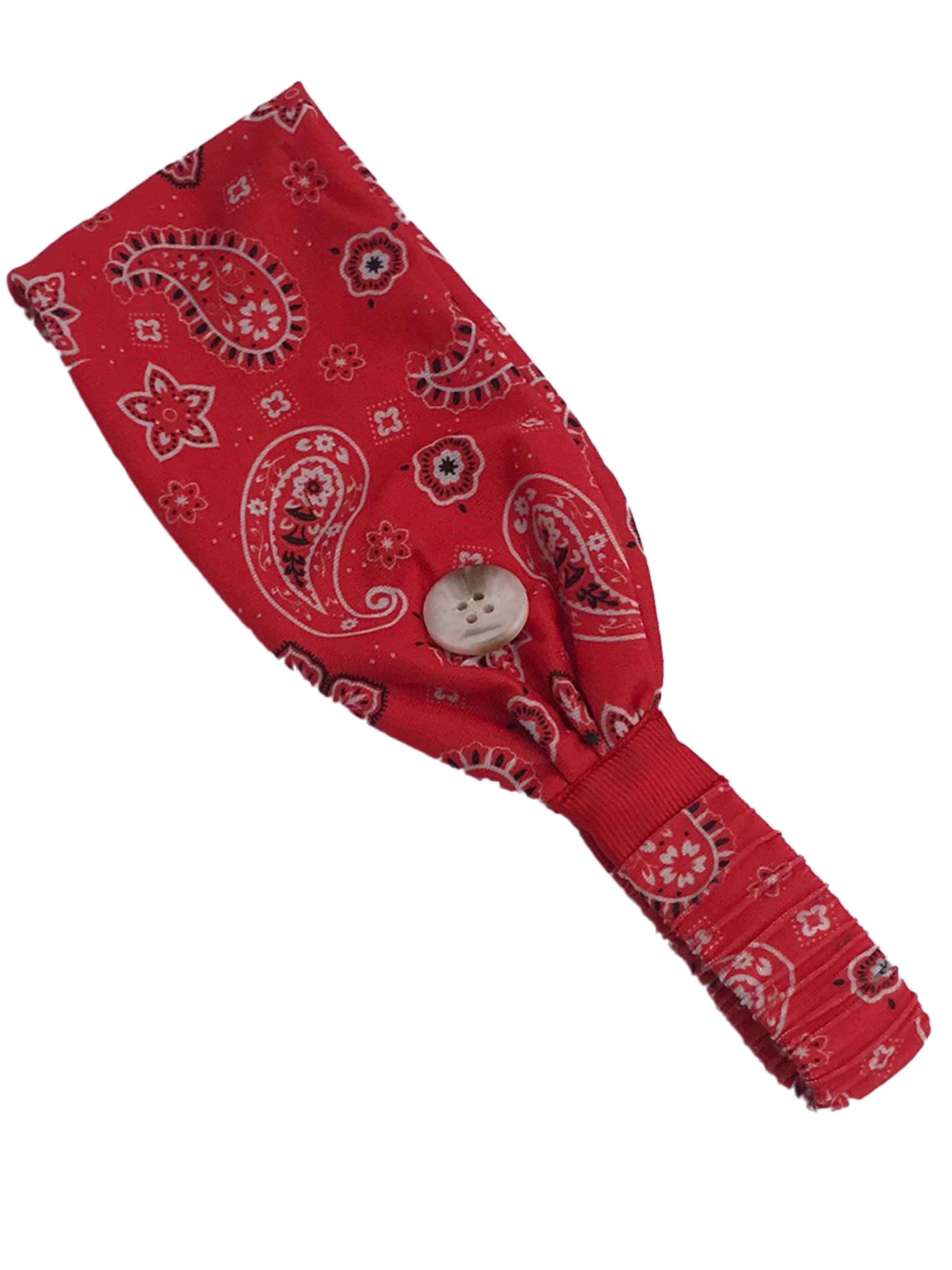 HB-2020 Adult Headband Paisley Bandana Red