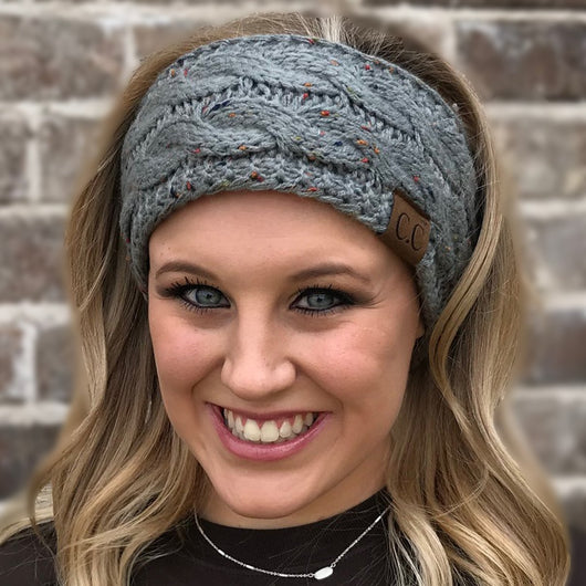 HW-33 NATURAL GREY SPECKLED HEADWRAP