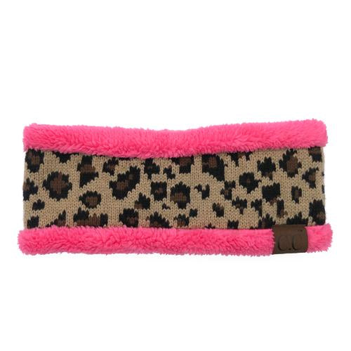 HW-45 LEOPARD HEADWRAP NEW CANDY PINK