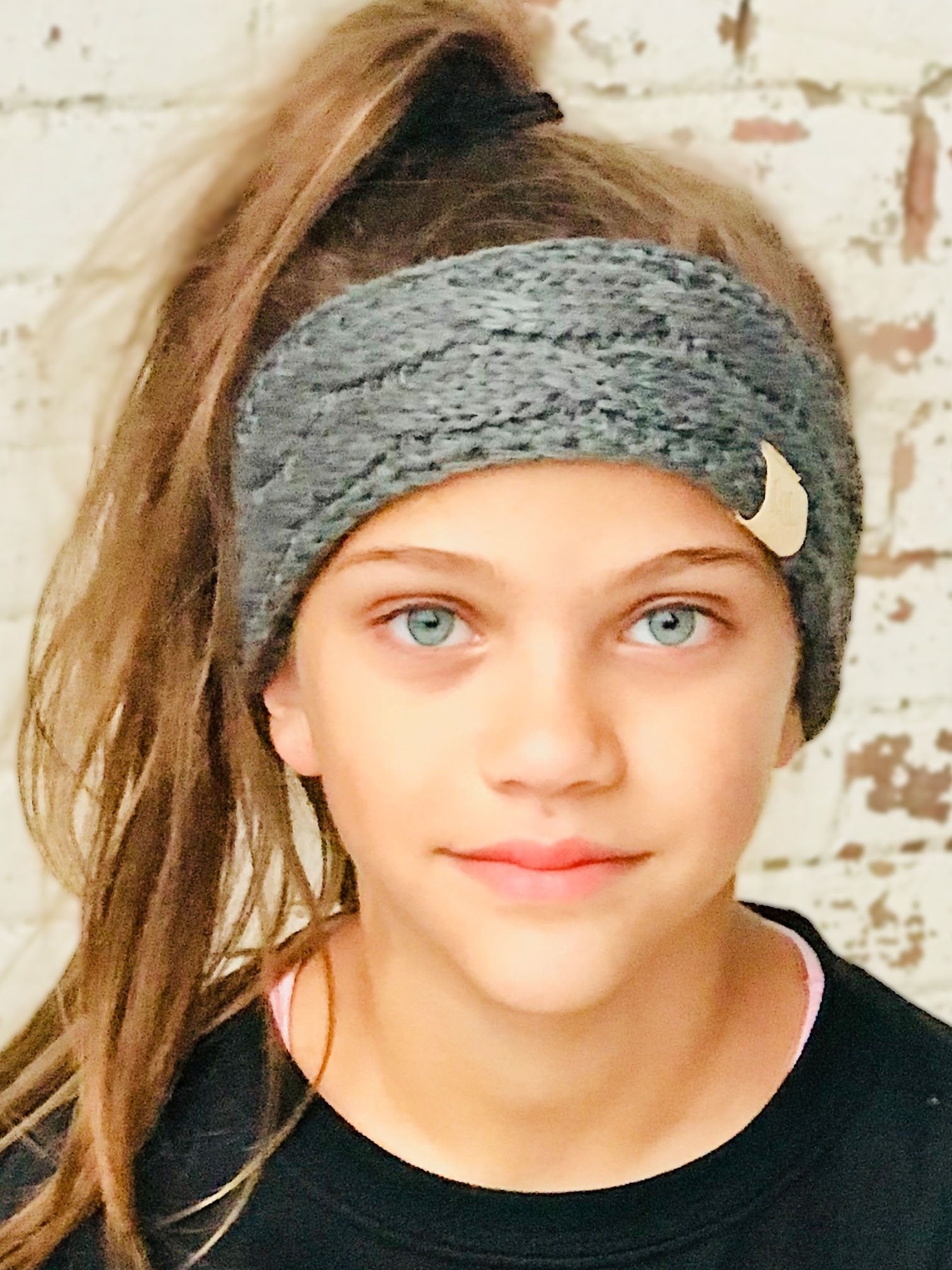 HW-20-KIDS DARK MELANGE GREY HEADWRAP