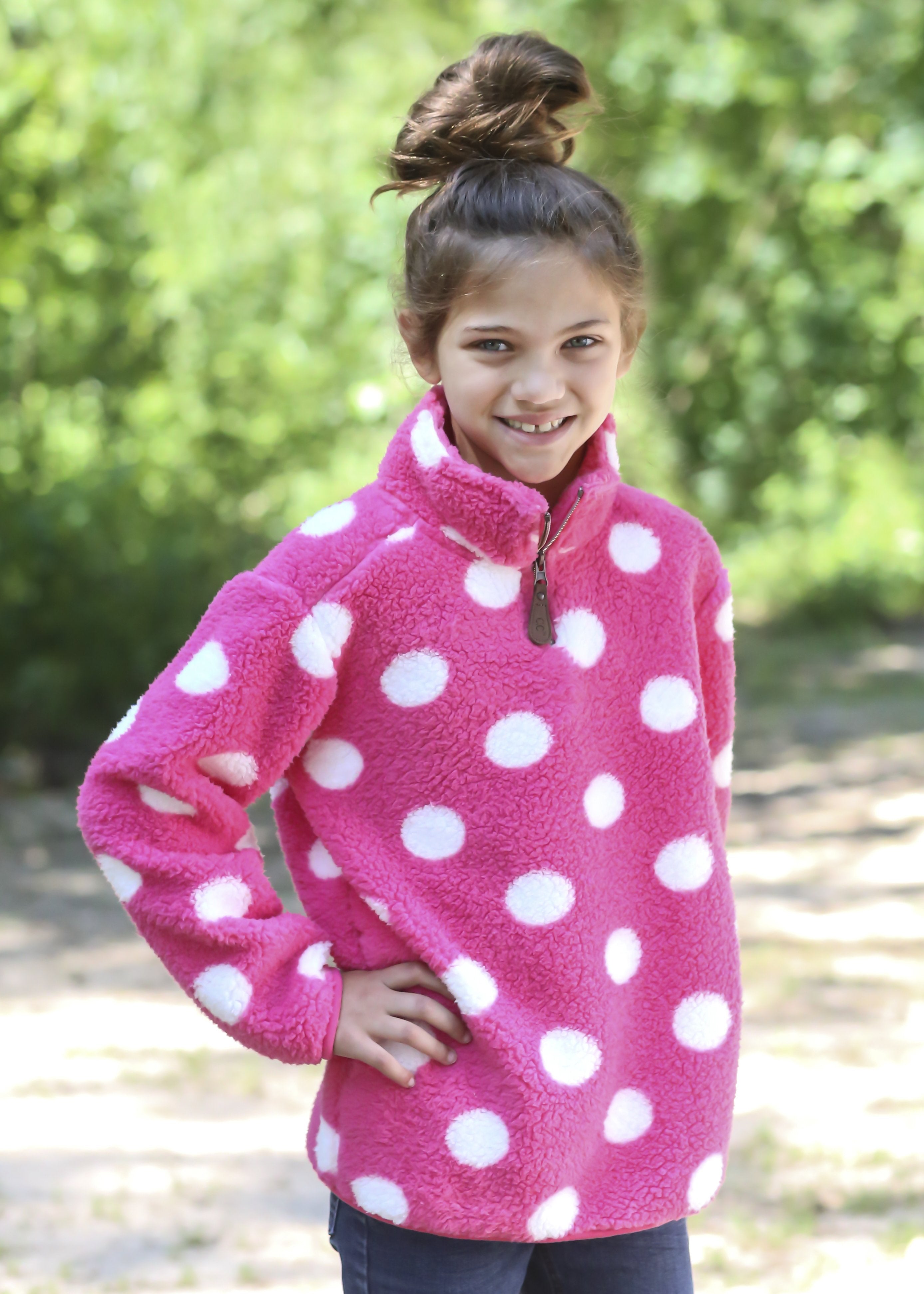 KIDS-PD-4588-DOT KID POLKA DOT NEW CANDY PINK/WHITE SHERPA