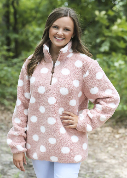 PD-4588-DOT INDI PINK WHITE SHERPA