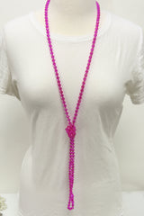 NK-2244 HOT PINK 60" hand knotted glass bead necklace