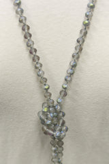 NK-2244 IRI GREY 60" hand knotted glass bead necklace