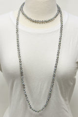 NK-2244 IRI GREY 60" hand knotted glass bead necklace