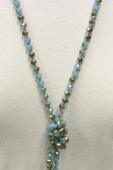 NK-2244 TURQ MULT 60" hand knotted glass bead necklace
