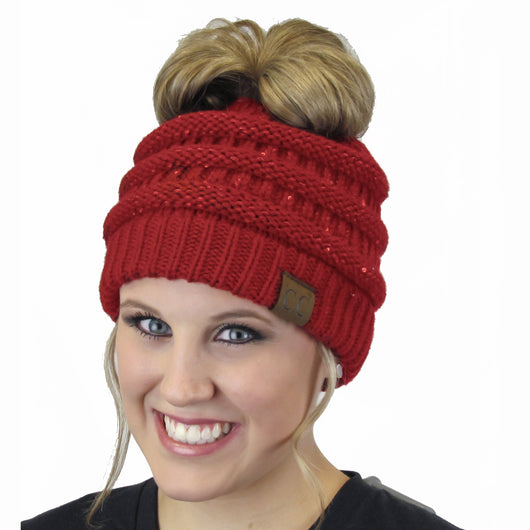 MB-730 SEQUIN BEANIE RED