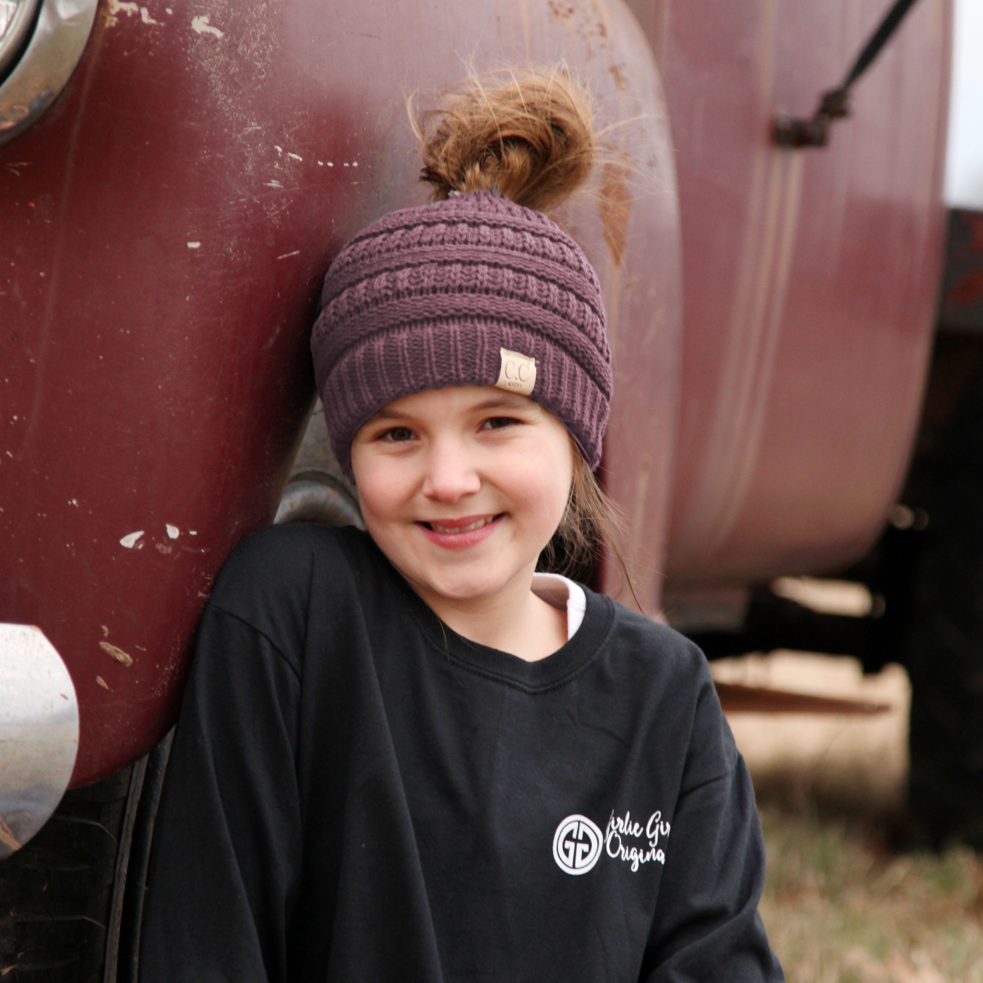 MB-847-KID New Lavender Messy Bun Beanie