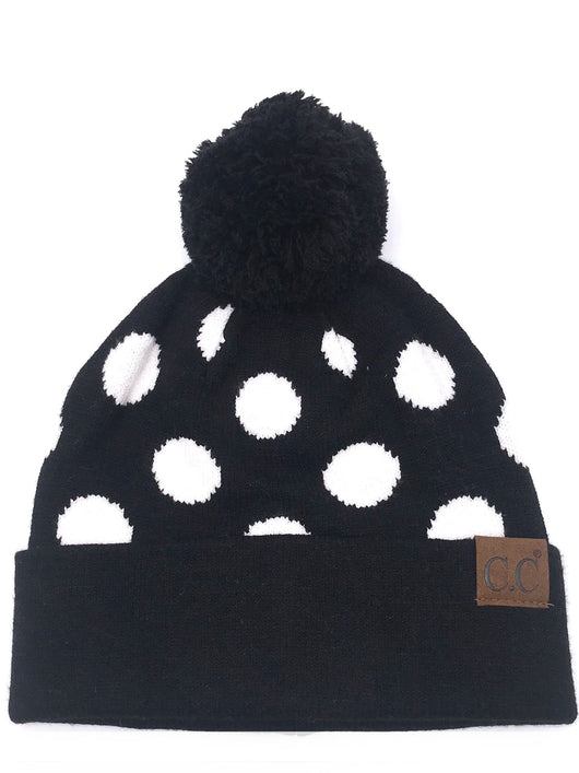 PD-21 Hat Polka Dot Beanie Black/White