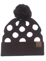 PD-21 Hat Polka Dot Beanie Brown/White