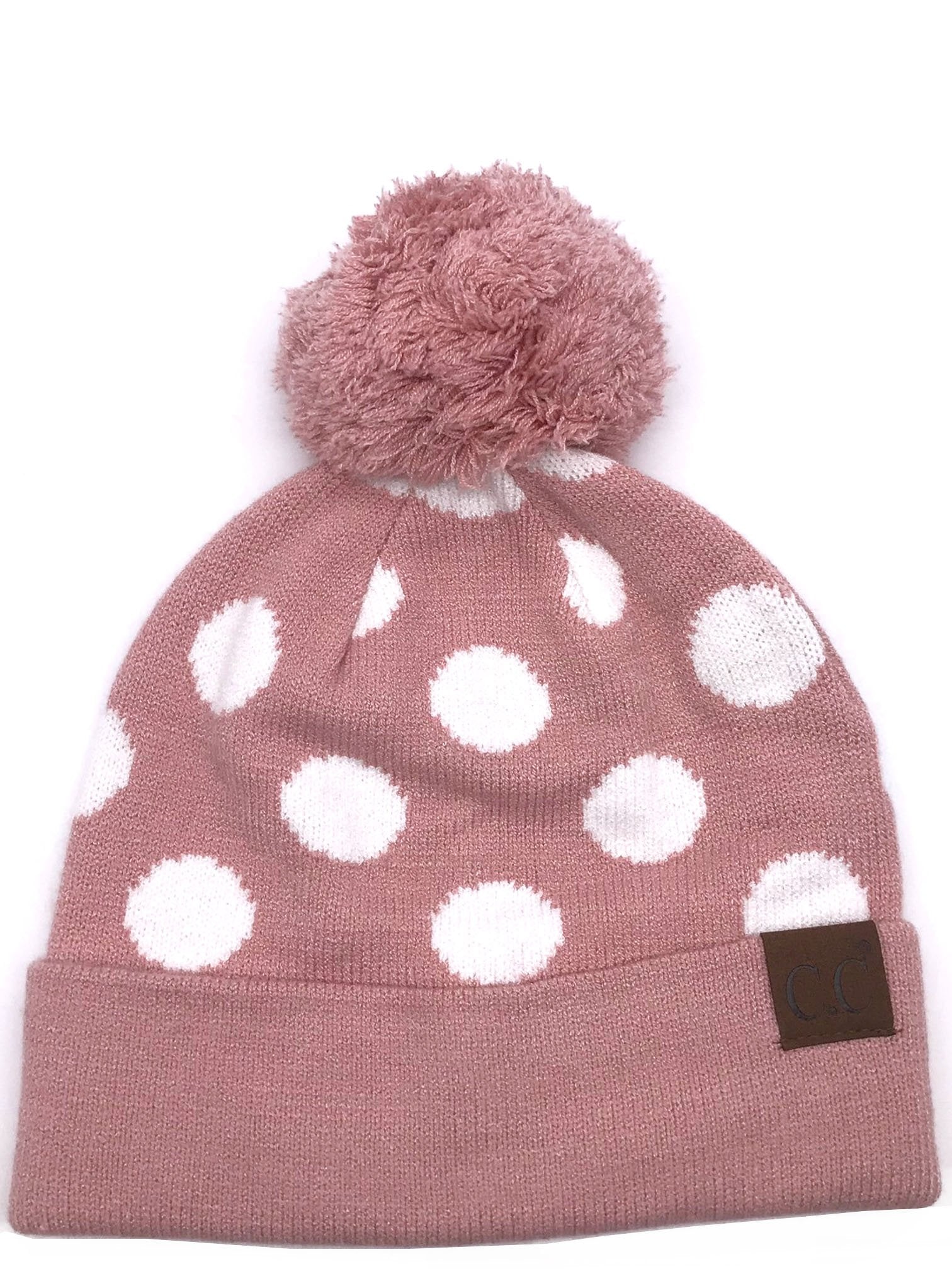 PD-21 Hat Polka Dot Beanie Indi Pink/White