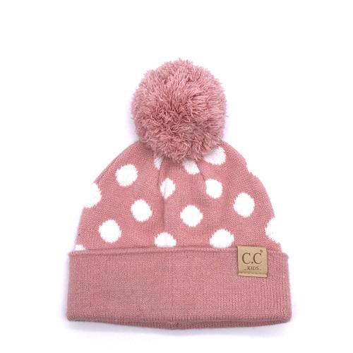 PD-KIDS-21 Hat Polka Dot Beanie Indi Pink/White