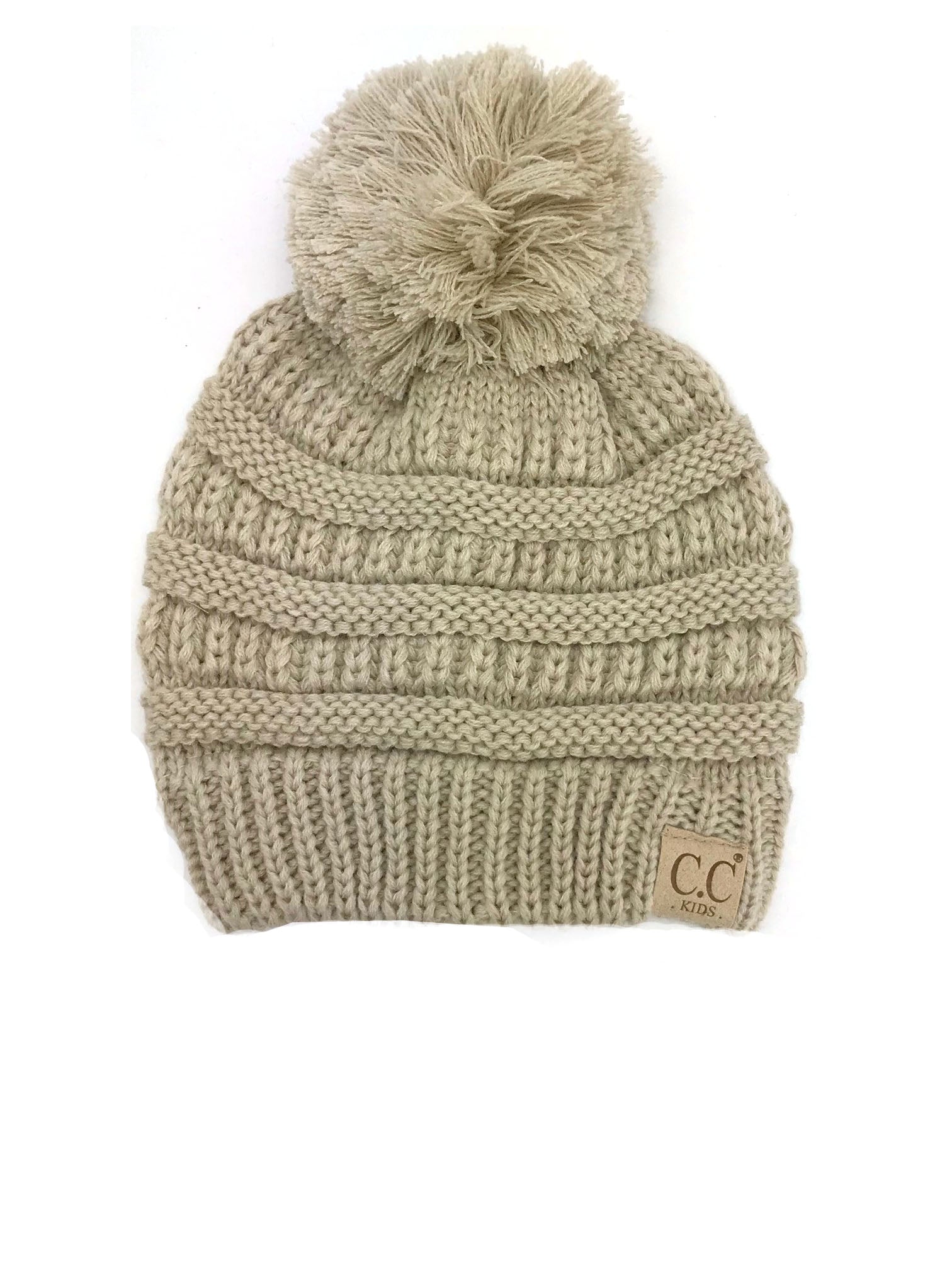 YJ-847 POM Beige Kid Beanie with Pom