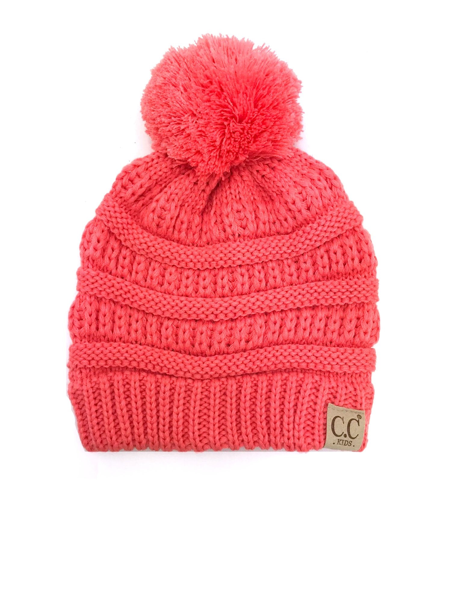 YJ-847 POM Coral Kid Beanie with Pom