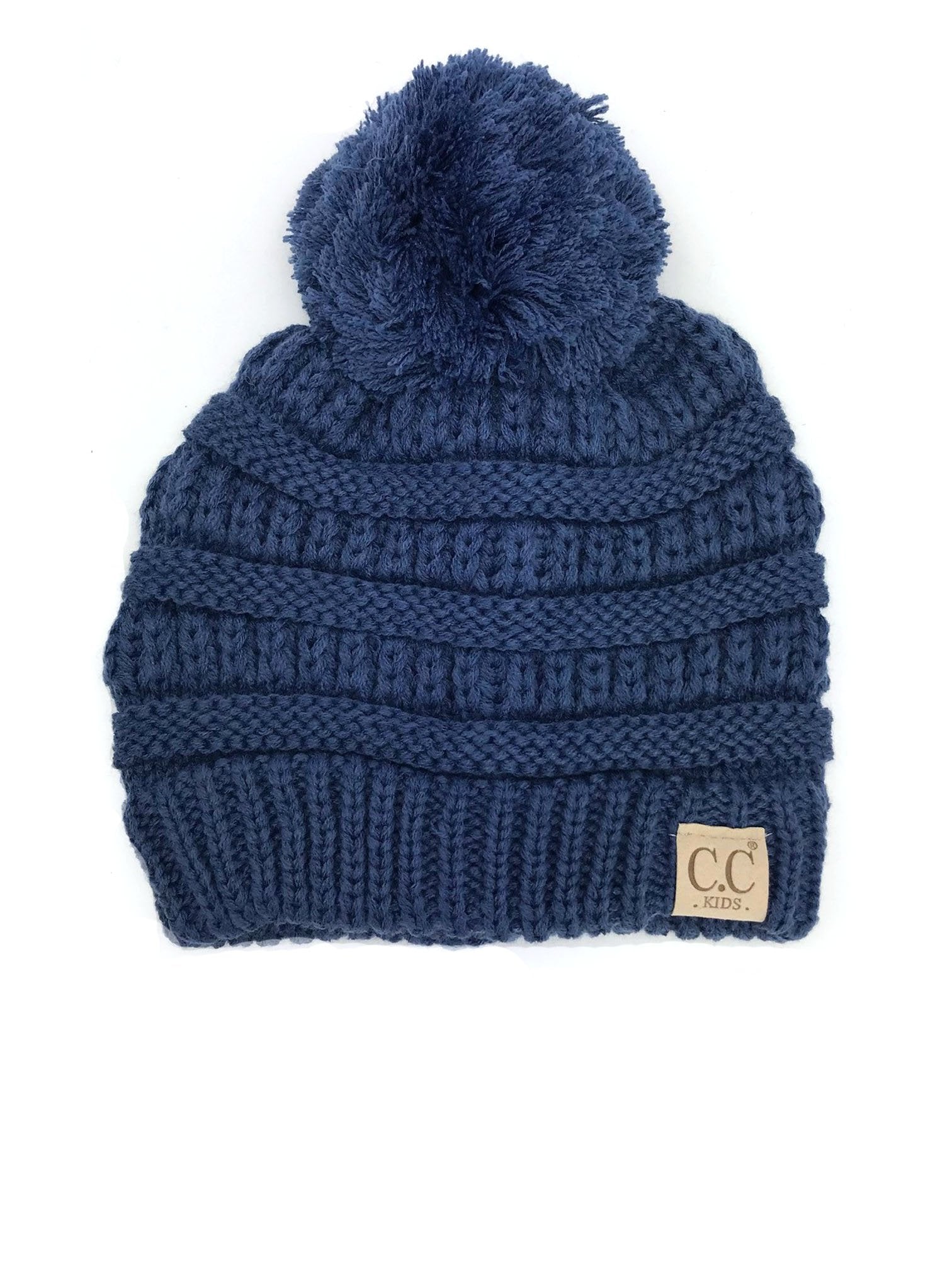 YJ-847 POM Dark Denim Kid Beanie with Pom