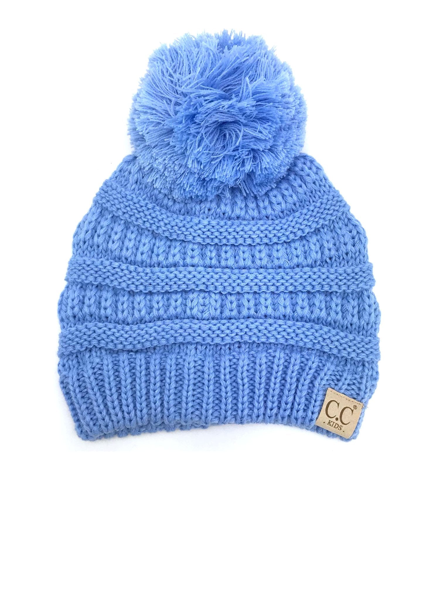 YJ-847 POM Pale Blue Kid Beanie with Pom