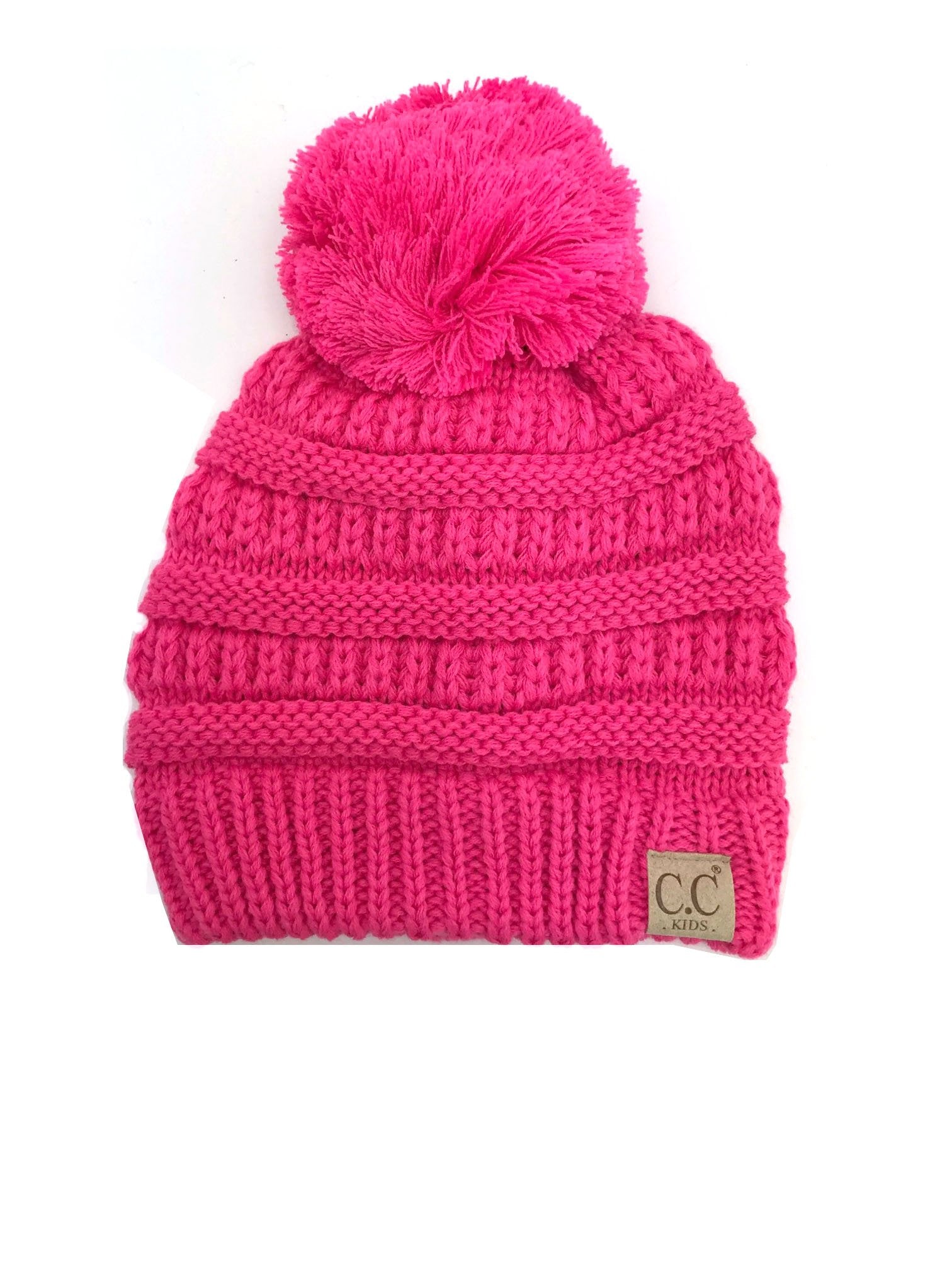 YJ-847 POM New Candy Pink Kid Beanie with Pom