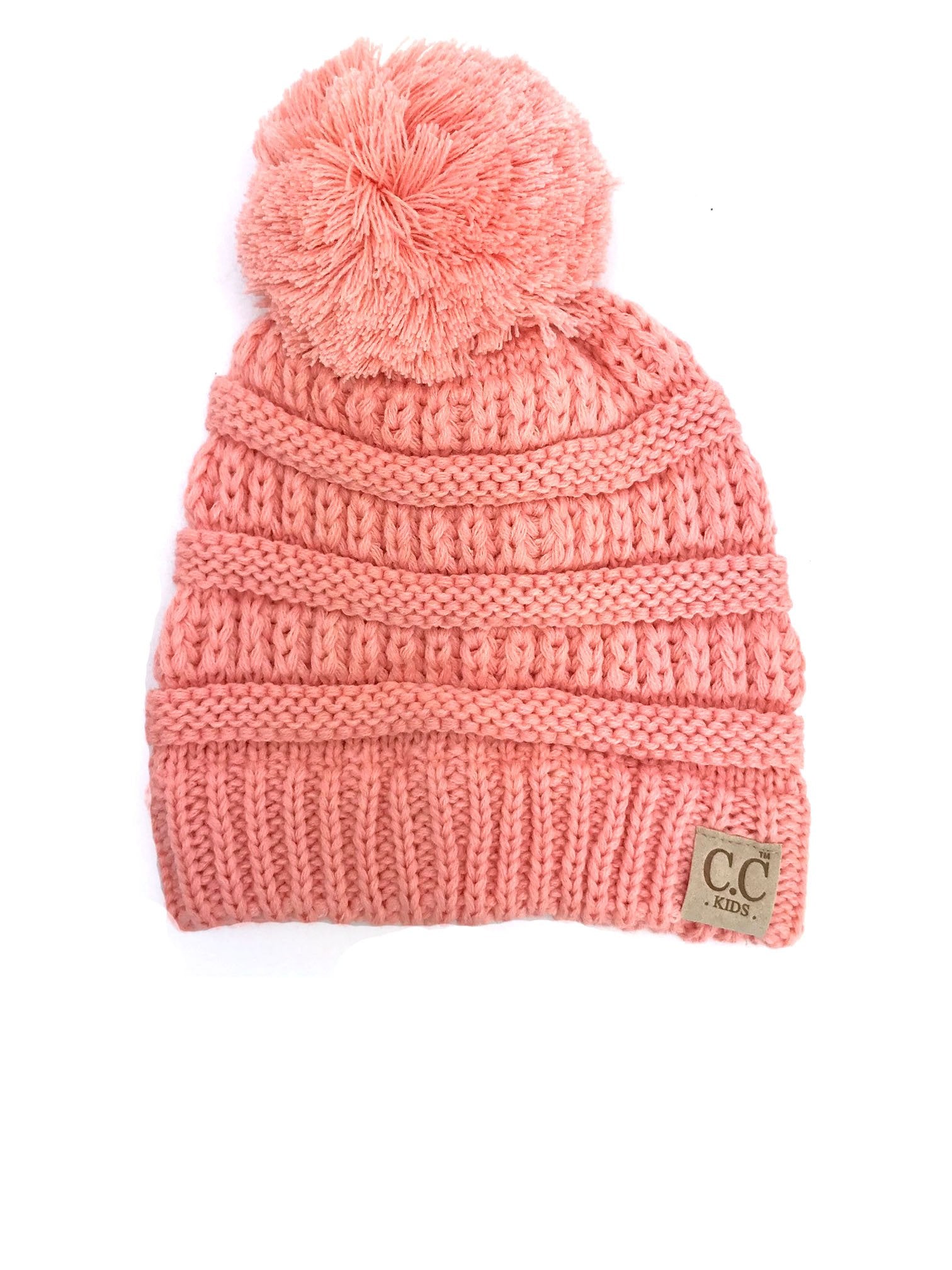 YJ-847 POM Peach Kid Beanie with Pom