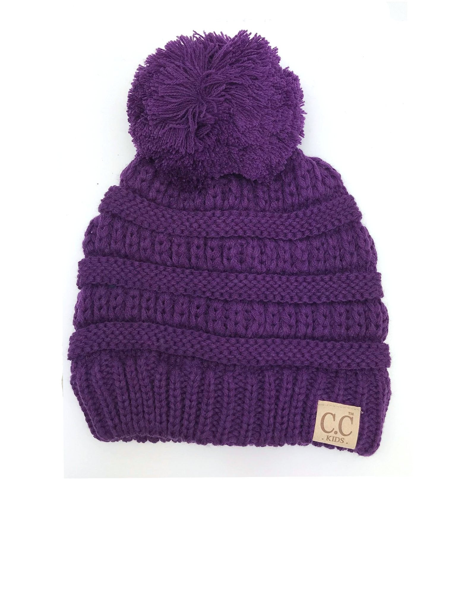 YJ-847 POM Dark Purple Kid Beanie with Pom