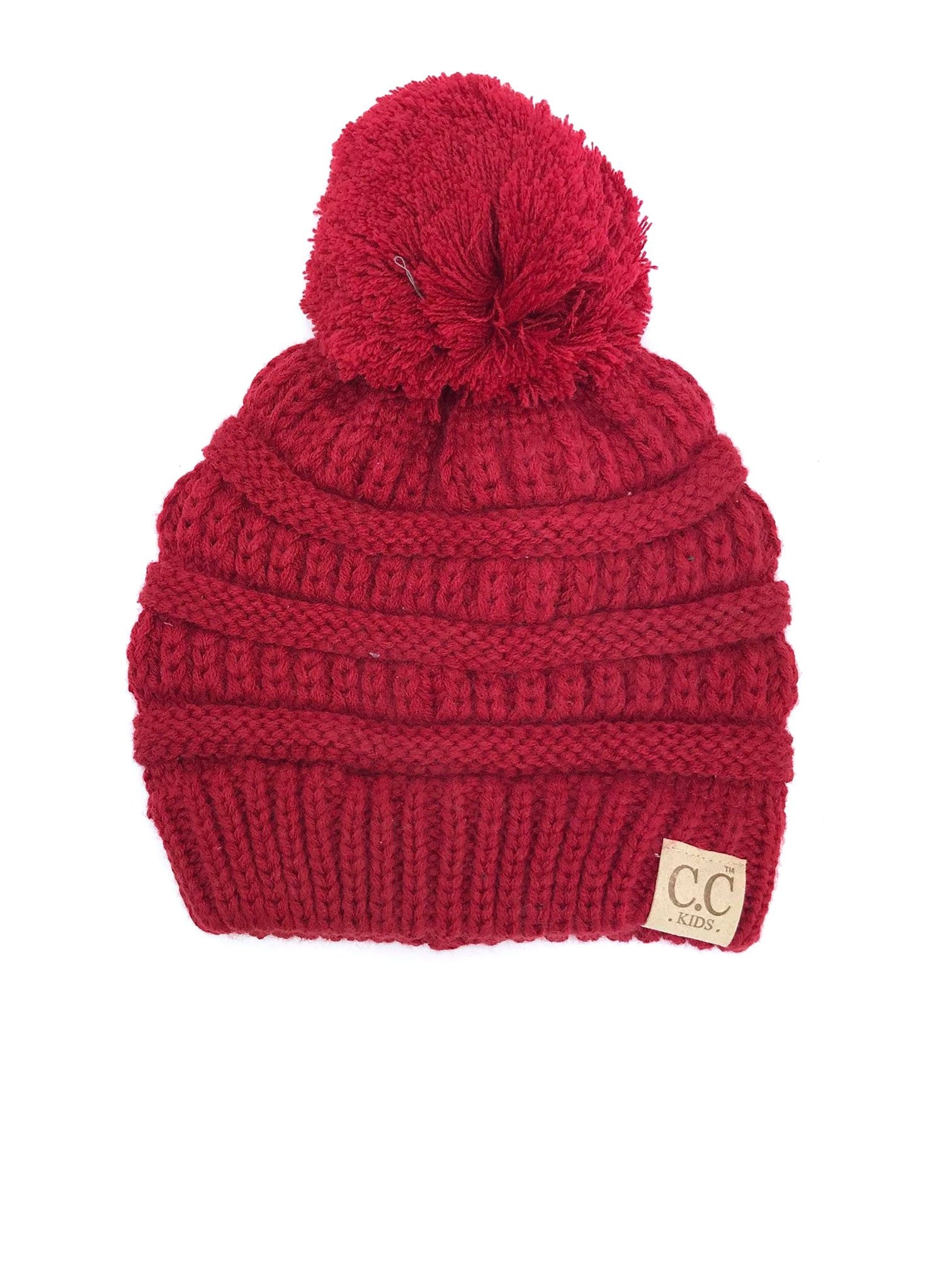 YJ-847 POM Red Kid Beanie with Pom