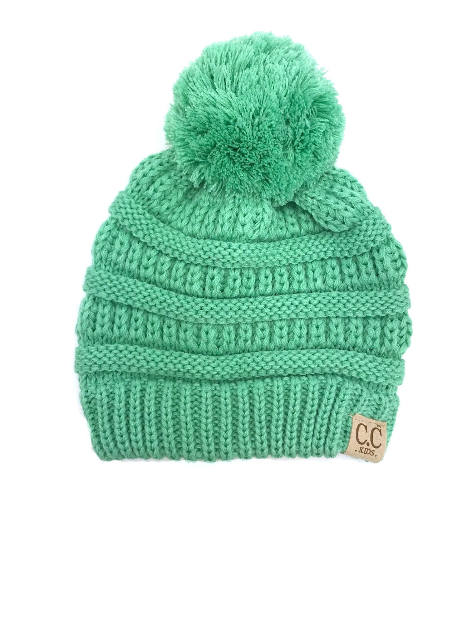 YJ-847 POM Sage Kid Beanie with Pom