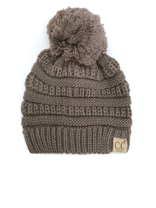 YJ-847 POM Taupe Kid Beanie with Pom