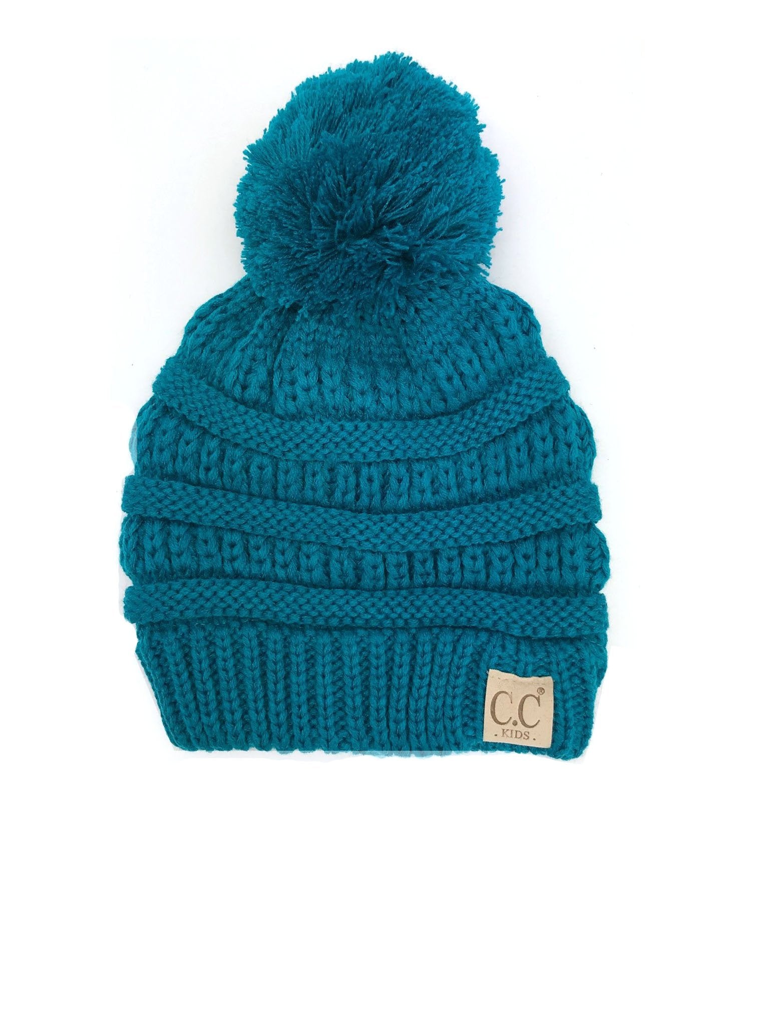 YJ-847 POM Teal Kid Beanie with Pom