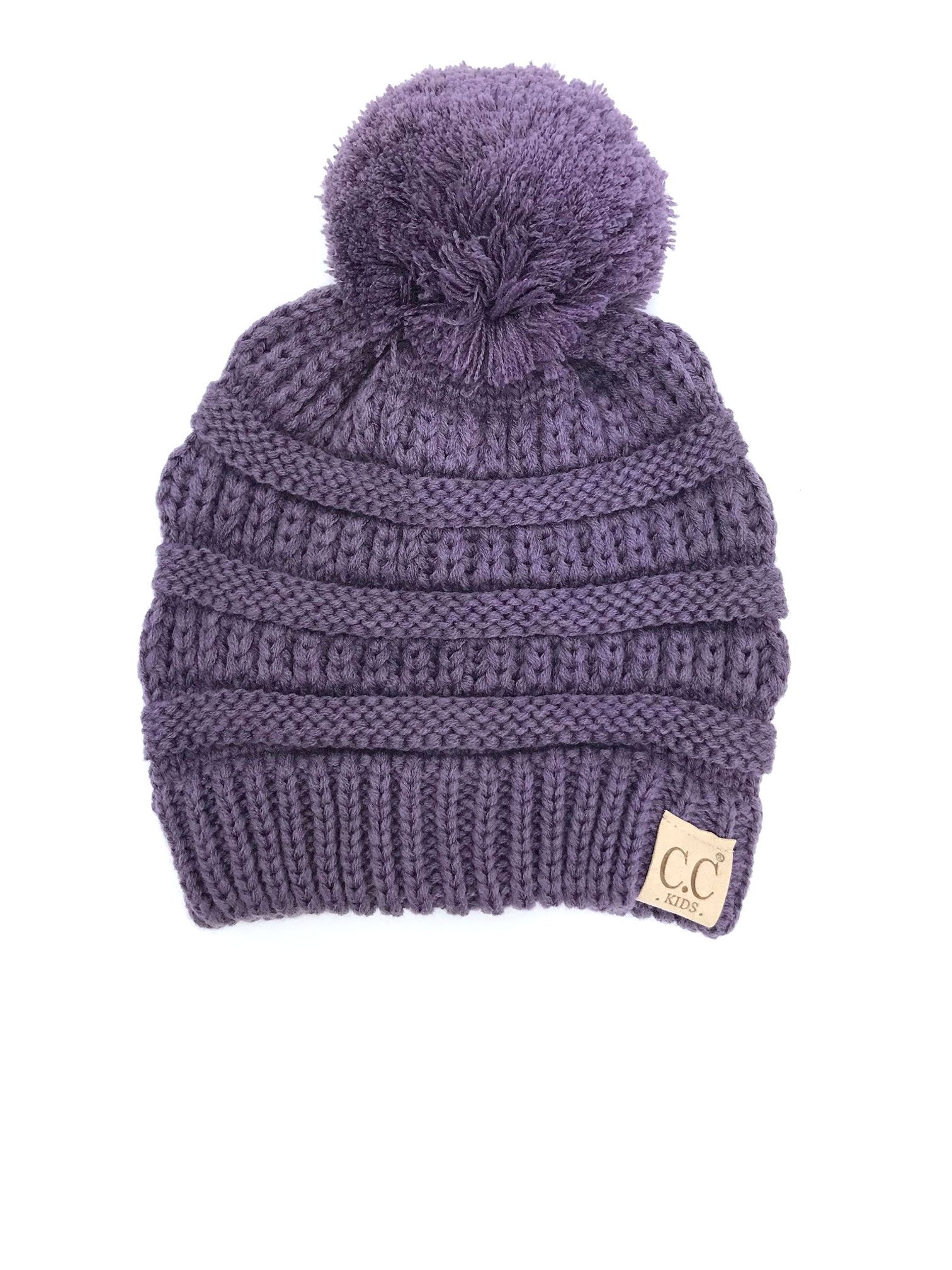 YJ-847 POM Violet Kid Beanie with Pom