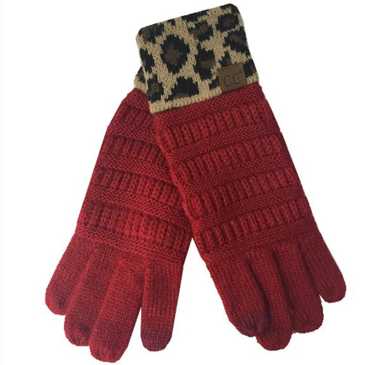 G-45 C.C Red Gloves with Leopard cuff